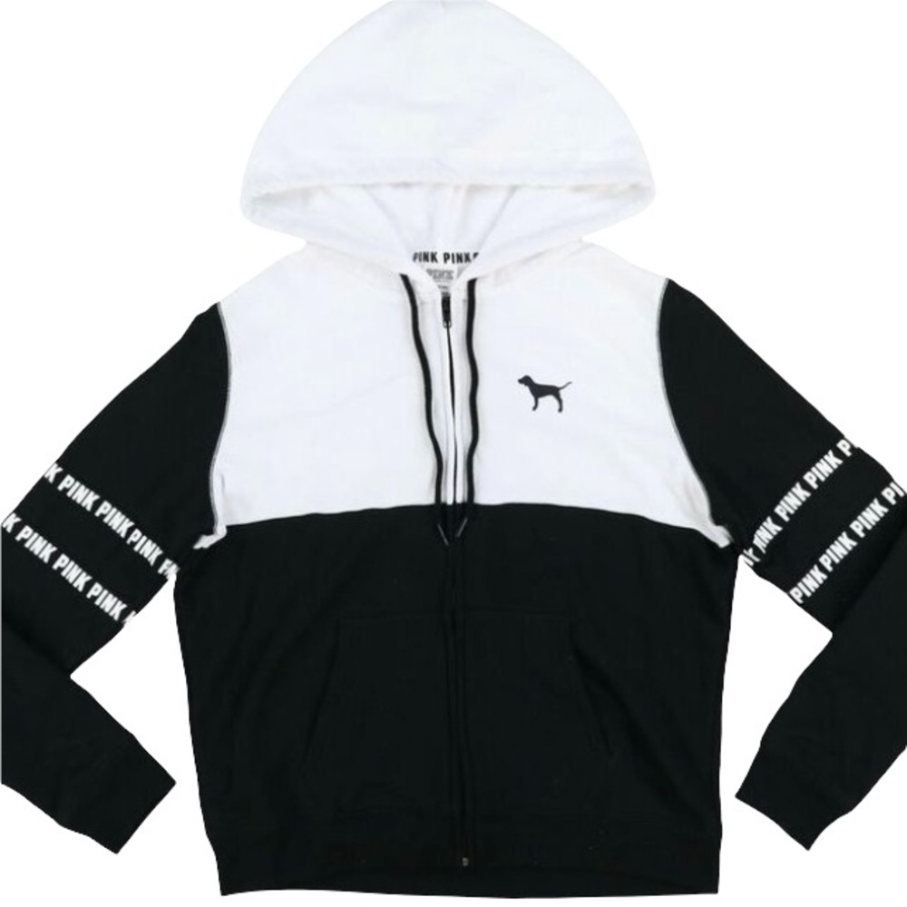 PINK Victoria's Secret Black and White Hoodie
